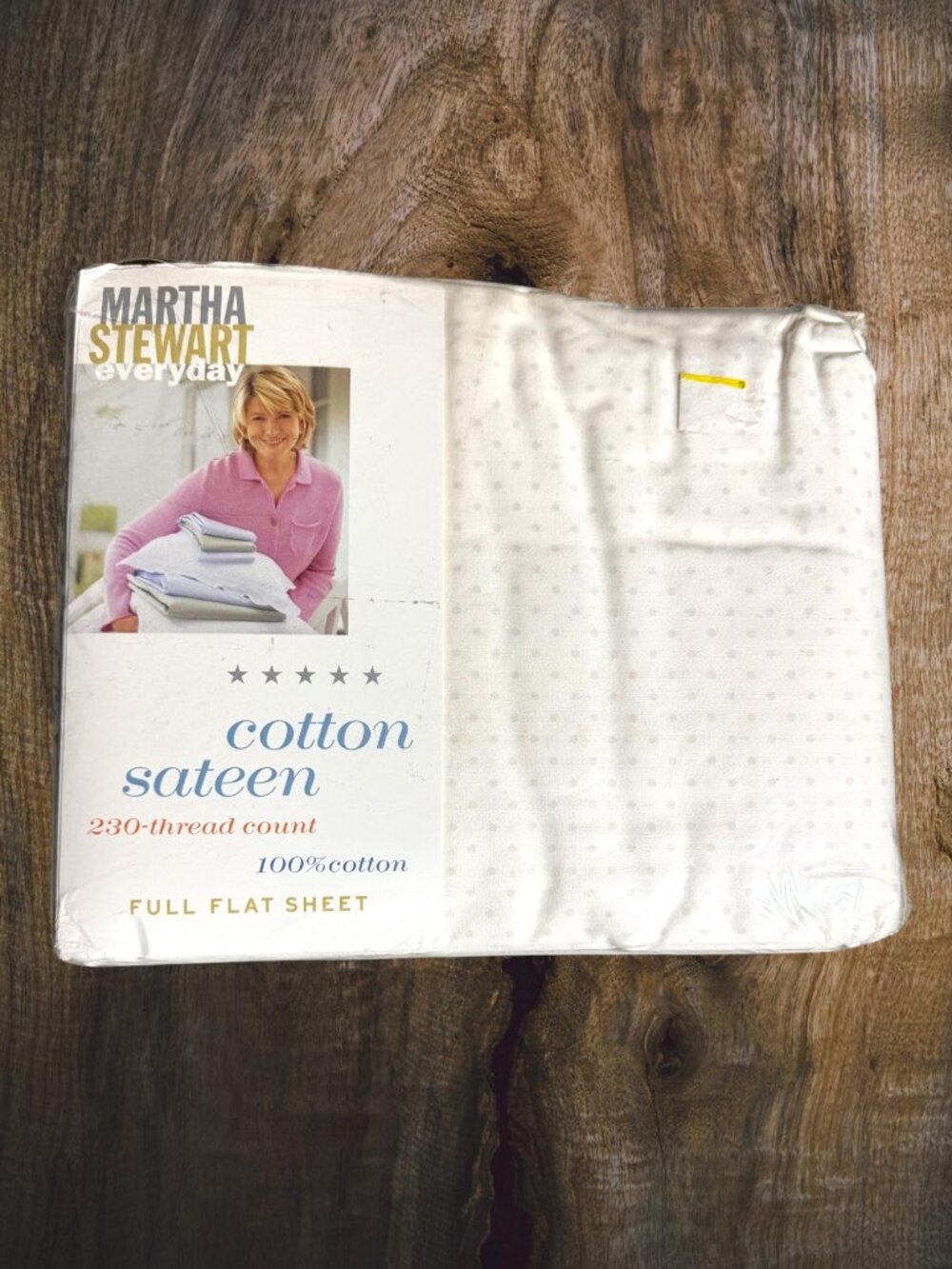 Y2K Martha Stewart Everyday Full Flat Sheet 230TC Cotton Sateen Pastel Dot NOS